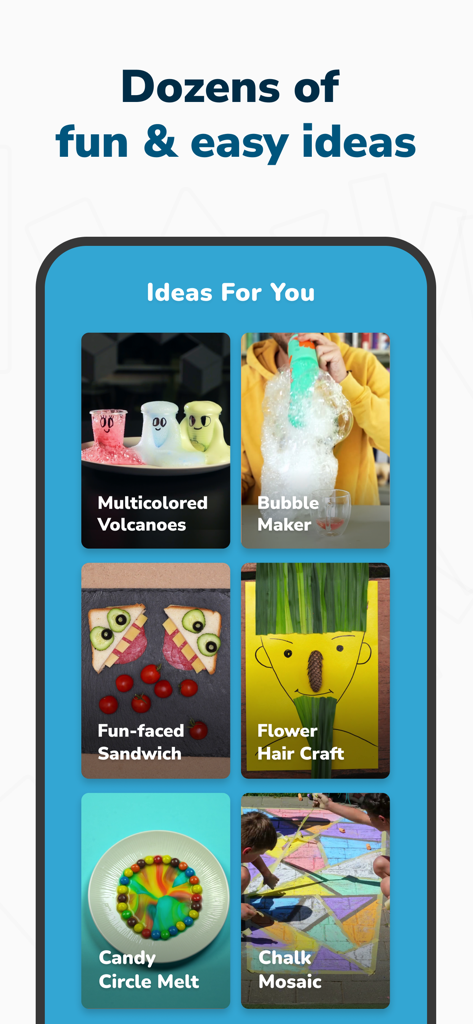 Hearty App: Everyday Bonding - Hearty App screen showing a variety of fun and easy bonding activities for kids and parents