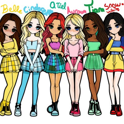 a group of girls realistic