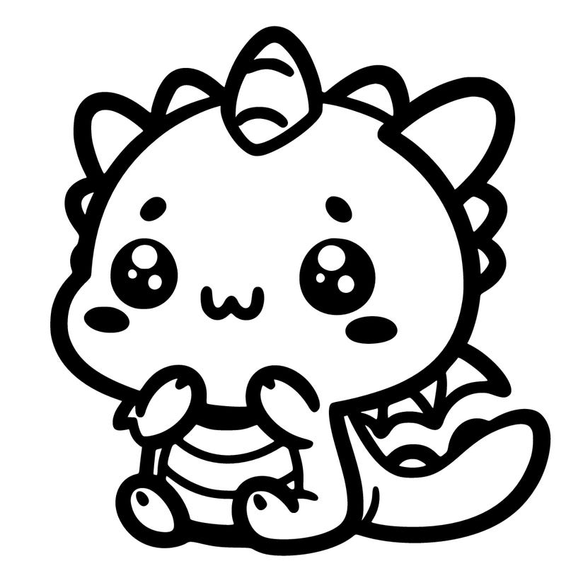 a kawaii-style drawing featuring a cute dragon with a playful face. simple drawing
