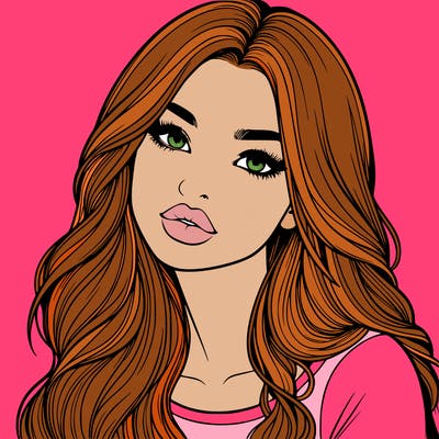 realistic girl with hair on her hair and lips