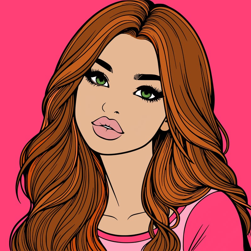 realistic girl with hair on her hair and lips