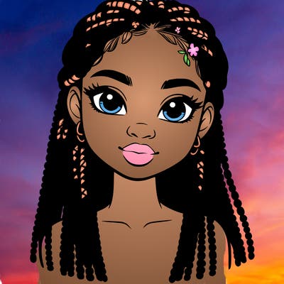 a realistic black girl with braids