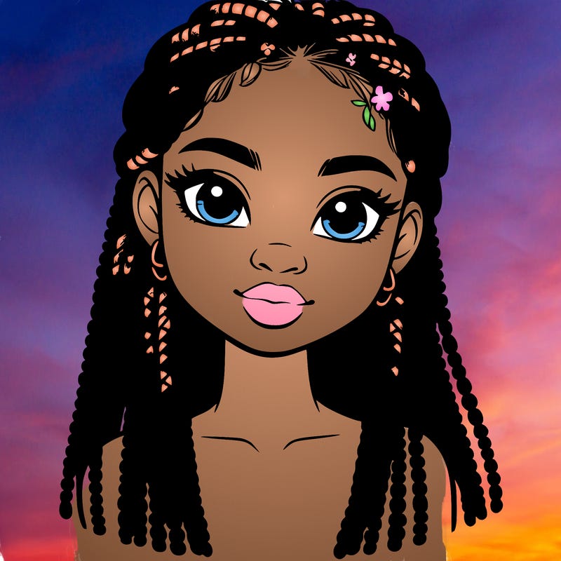 a realistic black girl with braids