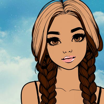 realistic girl with braids