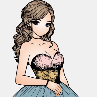 realistic girl in prom dress