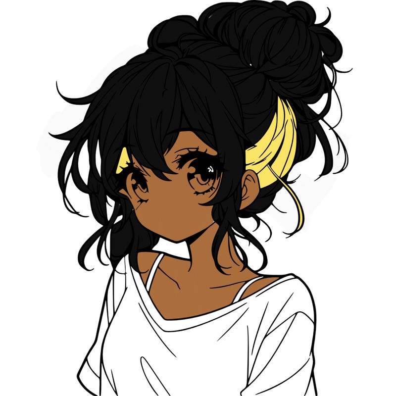 a beautiful anime girl with a messy bun