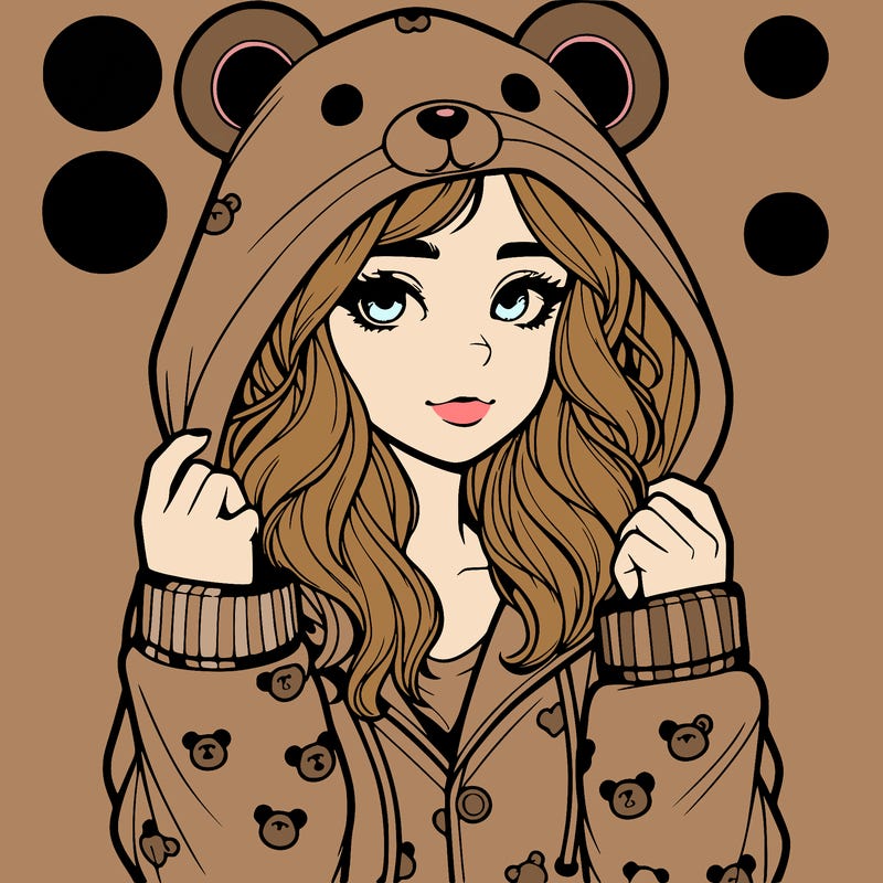realistic girl in a animal pjs hoodie