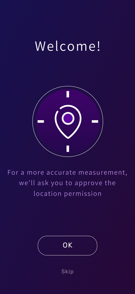 Compass: east north west south - Écran d'accueil de l'application Compass Pro demandant l'autorisation de localisation pour des mesures précises