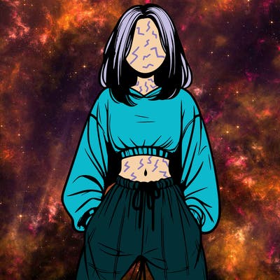 realistic girl faceless with baggy pants and a crop top