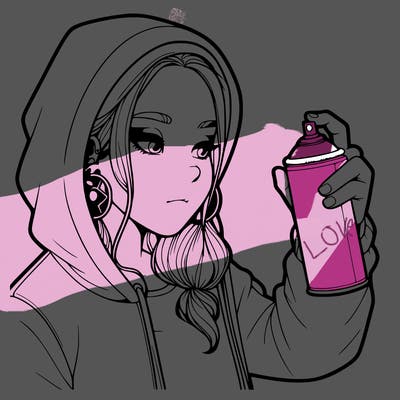 a realistic girl, spray painting
