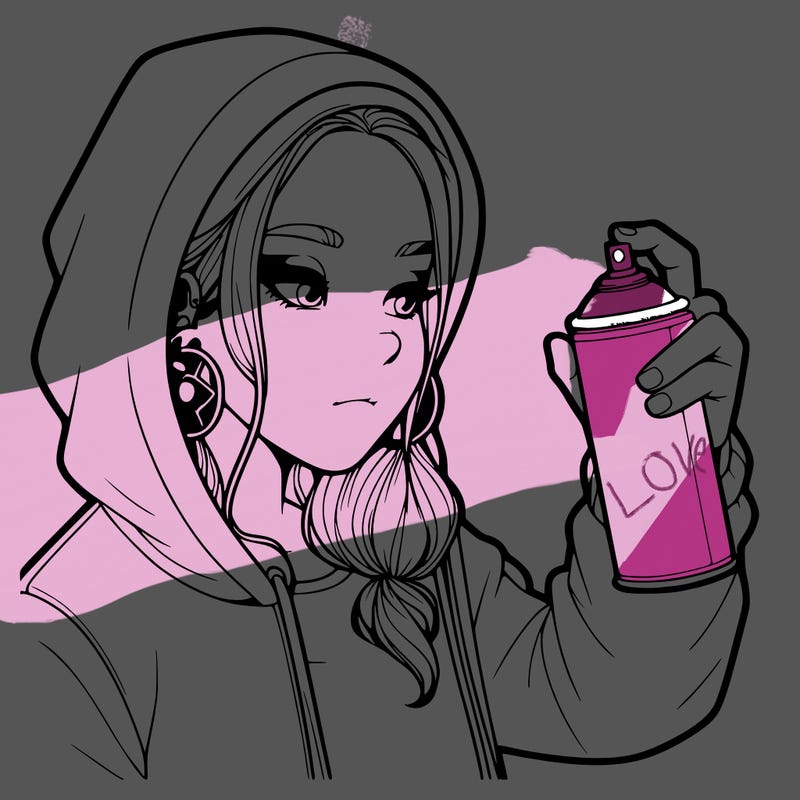 a realistic girl, spray painting