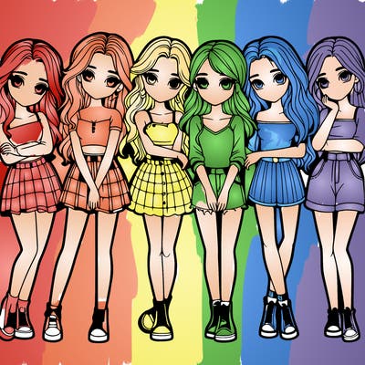 a group of girls realistic