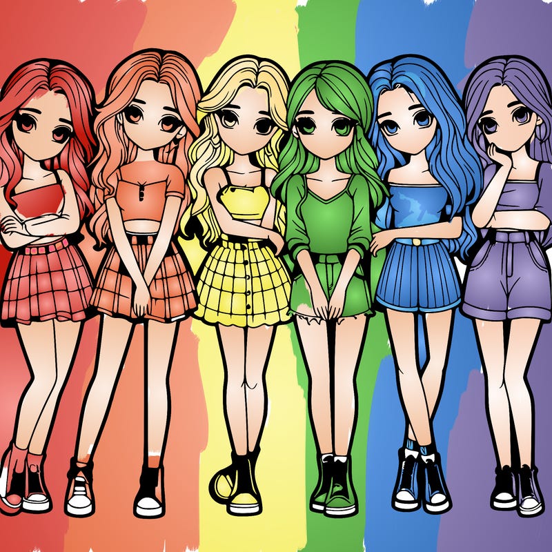 a group of girls realistic