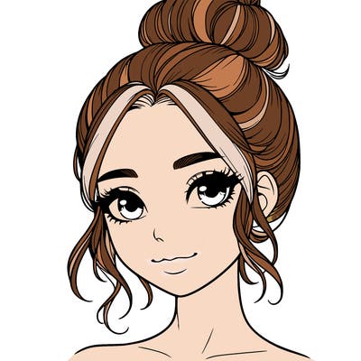 realistic pretty girl with hair in bun