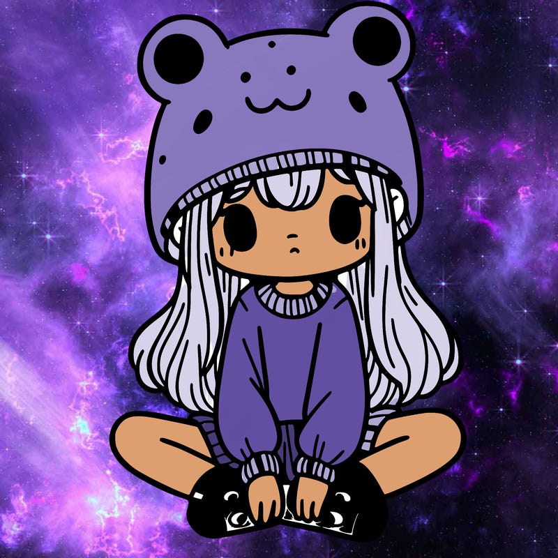 a girl wearing a frog hat and some frog socks