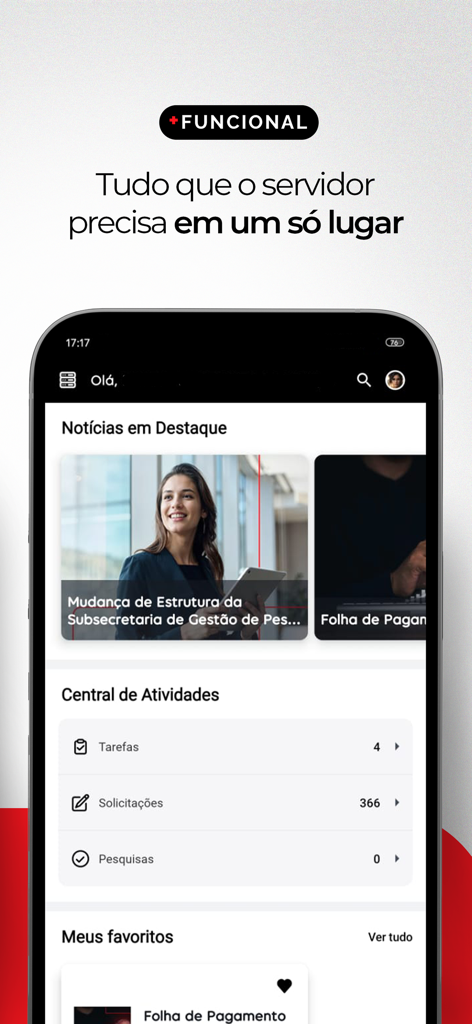 Panel de la aplicación móvil SOU.SP.GOV.BR para funcionarios públicos de São Paulo