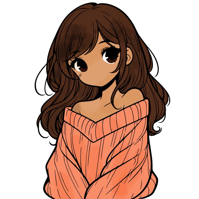 shy pretty girl wearing a sweater that is falling off one shoulder portrait