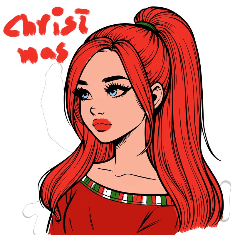 realistic girl with a high ponytail