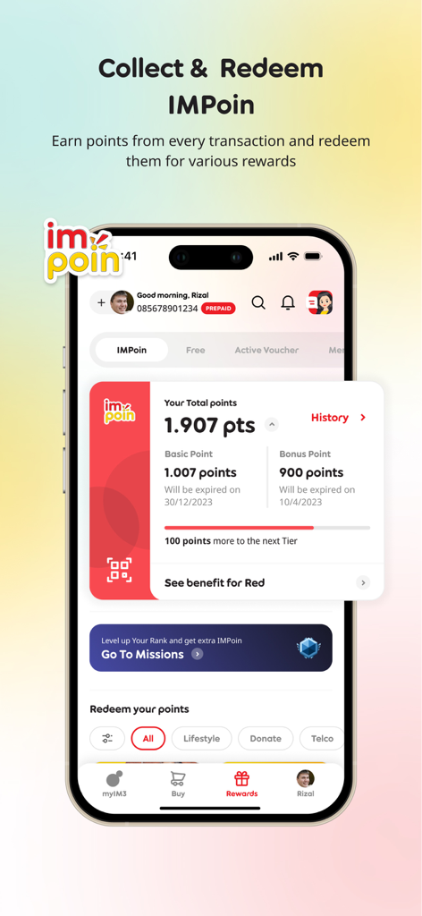myIM3 - myIM3 mobile app dashboard for collecting and redeeming IMPoin rewards