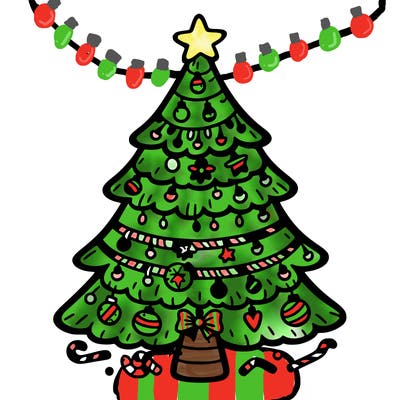 christmas tree with lots of details