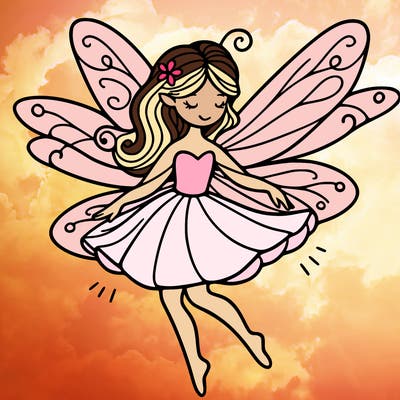 create a fairy with wings flying