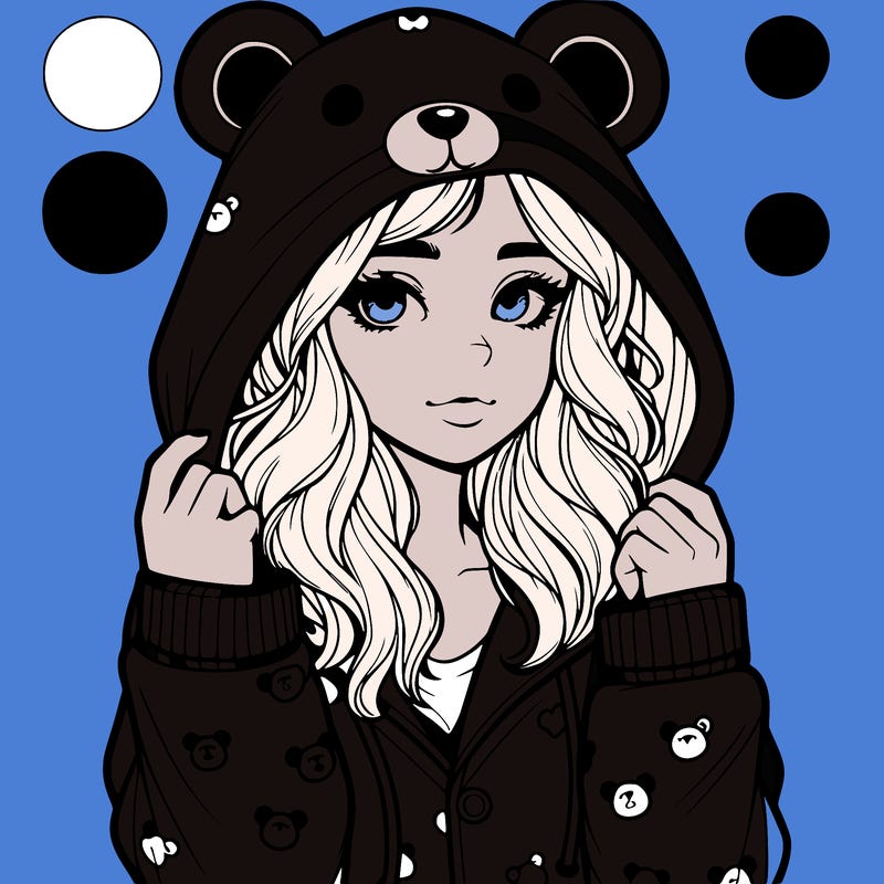 realistic girl in a animal pjs hoodie