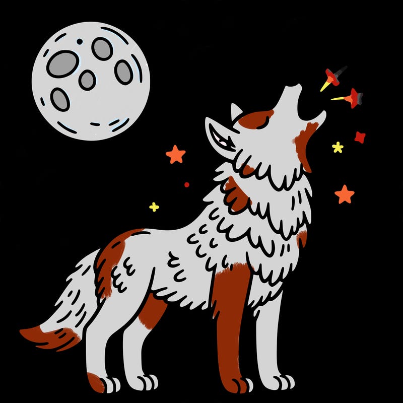 wolf howling at the moon