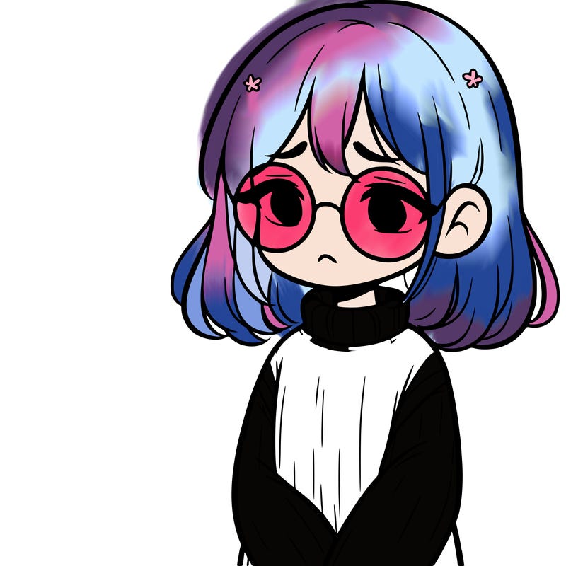 sad girl with glasses in a sweater