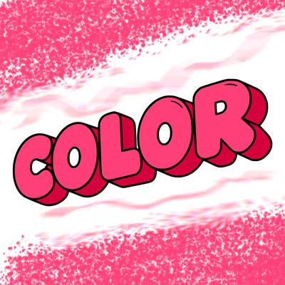 a sign that says color in bubble writing