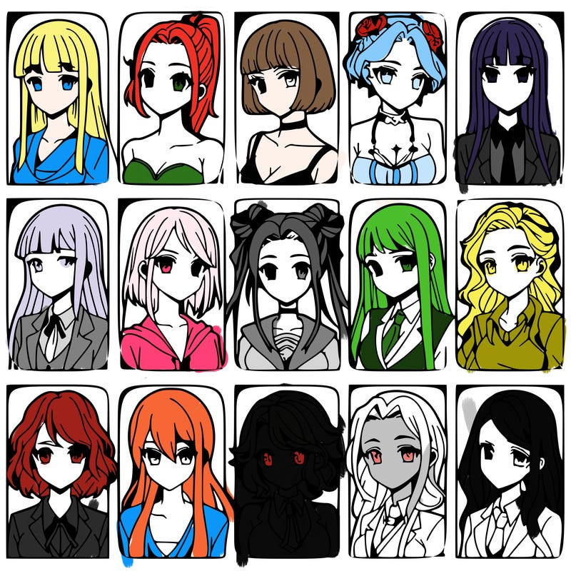 girls that look diffrent anime