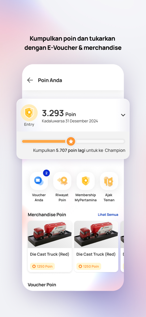MyPertamina - MyPertamina loyalty points dashboard showing rewards and points balance