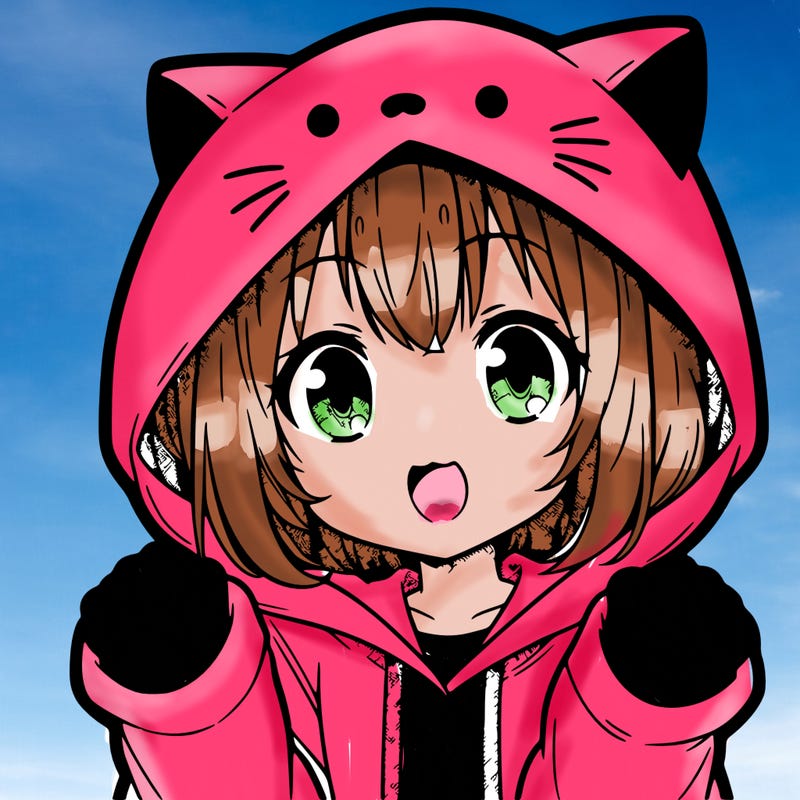 anime girl in cat hoodie