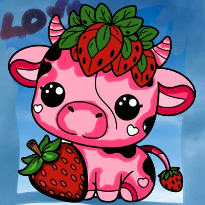 cute strawberry cow