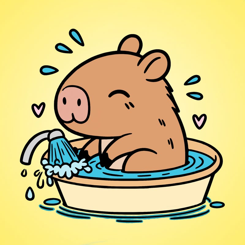 capybara taking a bath