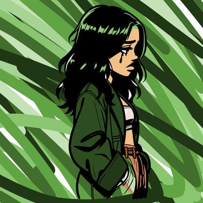 billie eillish from a side angle with tears running down her face.