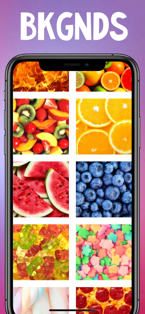 txt: Add Text To Photo & Video - A grid display of various colorful backgrounds for photo and video editing