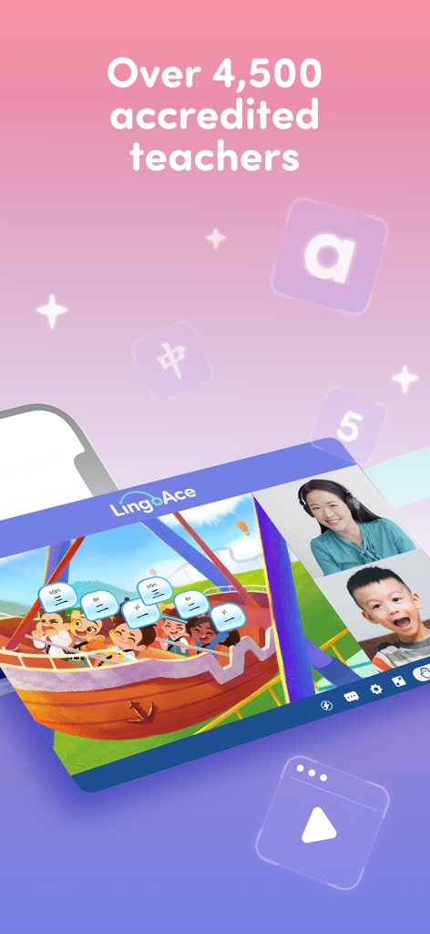 Un élève et un enseignant certifié lors d'un cours en ligne en direct sur l'application LingoAce