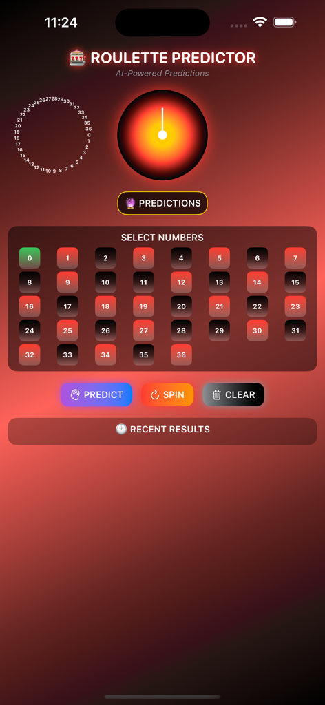 Quantum Roulette - Interfaccia dell'app Quantum Roulette che mostra una griglia di selezione dei numeri e strumenti di previsione.