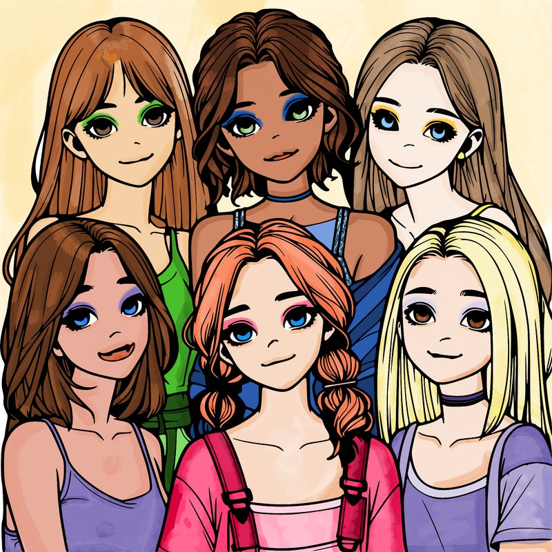 a group of girls realistic