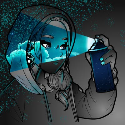a realistic girl, spray painting