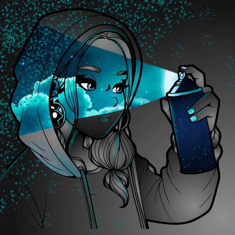 a realistic girl, spray painting