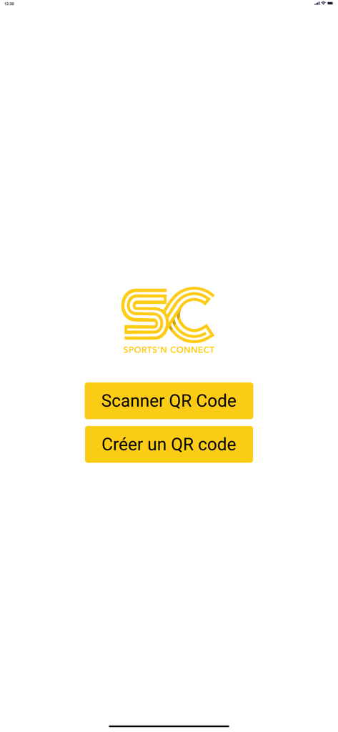 SNC Qr Code - Interfaz de la aplicación SNC QR Code con opciones para escanear o crear un código QR
