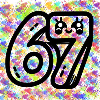 the numbers 67