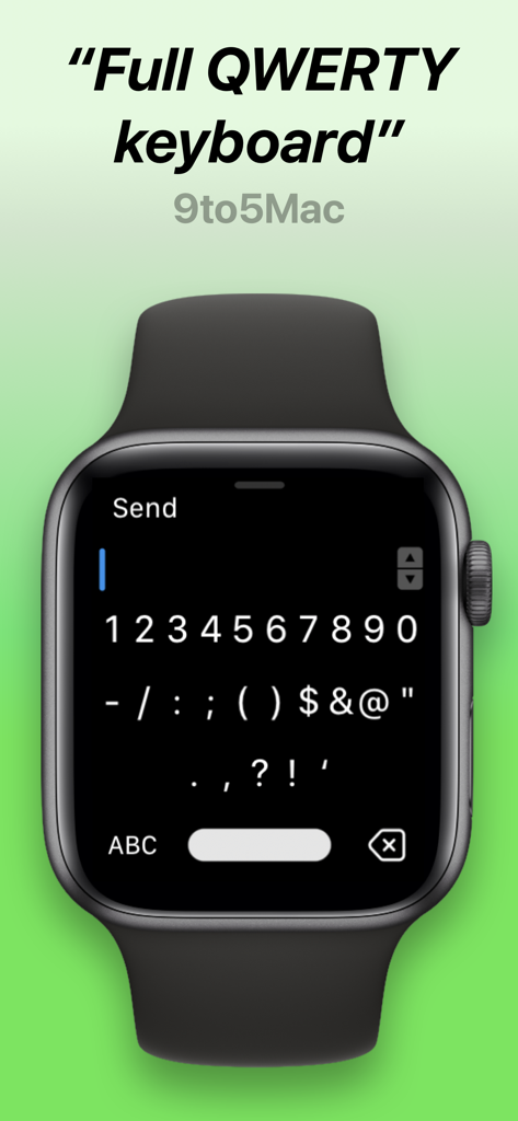 FlickType - Watch Keyboard - Apple Watch displaying the FlickType keyboard number and symbol layout.