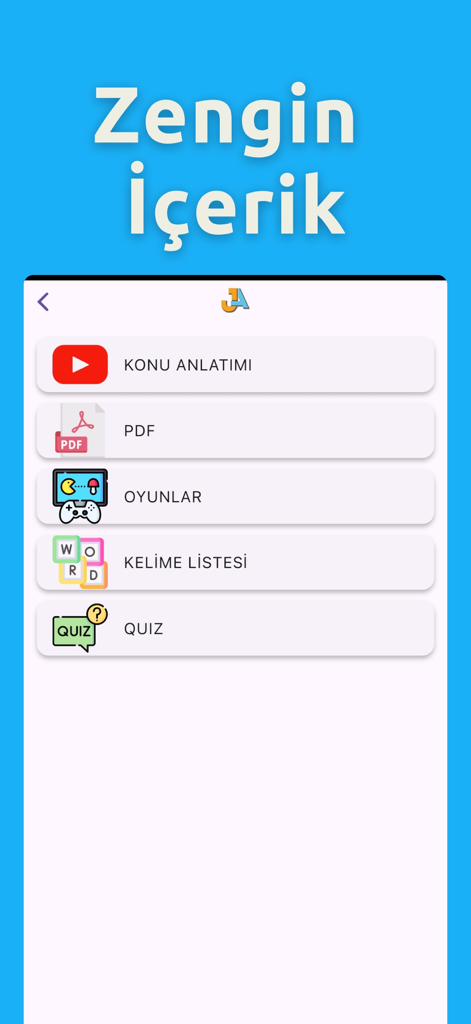 Jasmin Academy - Interface of Jasmin Academy app showing educational features including video lectures PDF summaries and word lists