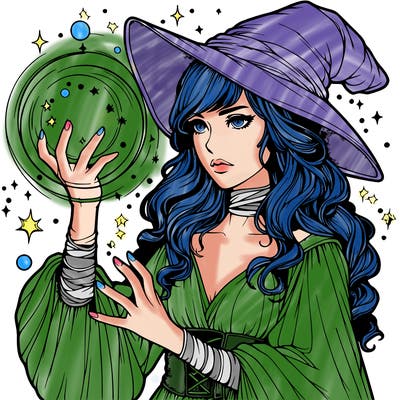 realistic women sorcerer using magic