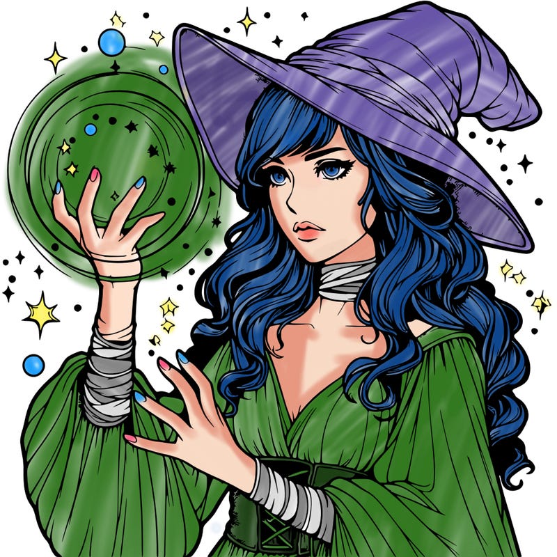 realistic women sorcerer using magic