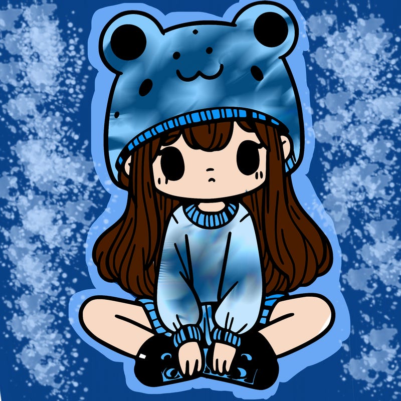 a girl wearing a frog hat and some frog socks