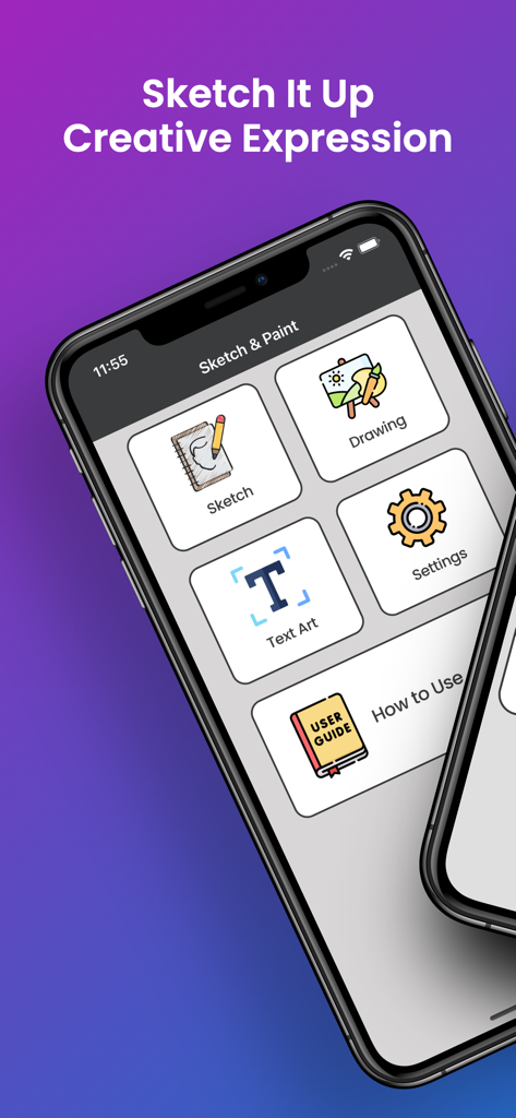 AR Drawing: Sketching & Paint - Main menu of the AR Drawing app showing options for sketch drawing and text art