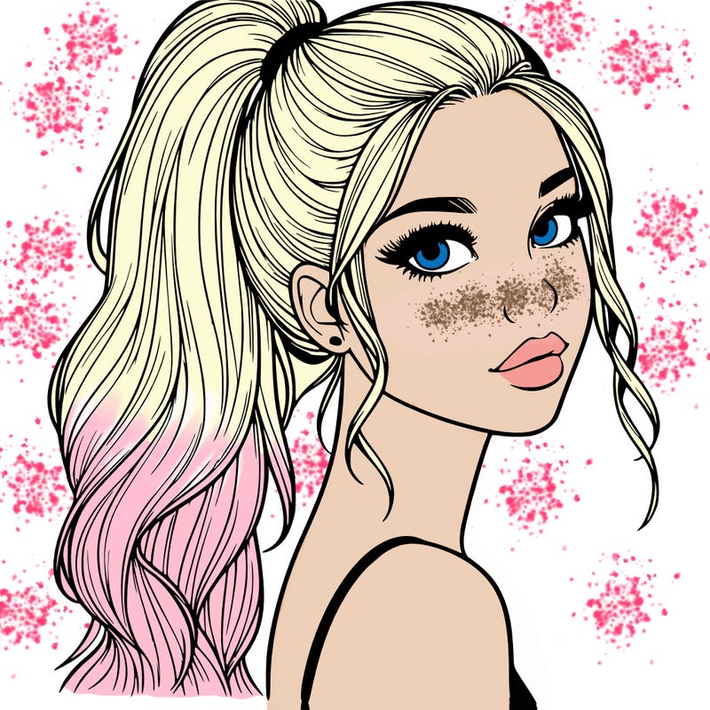 realistic pretty girl with high pony tail